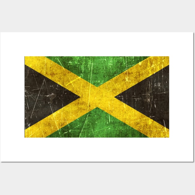Vintage Aged and Scratched Jamaican Flag Wall Art by jeffbartels